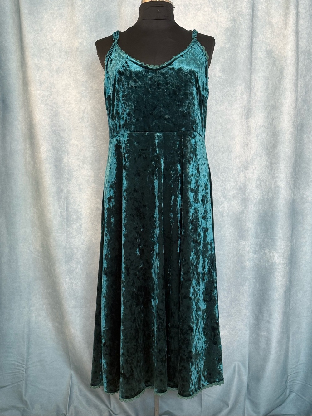 Emerald crushed velvet maxi dress plus size